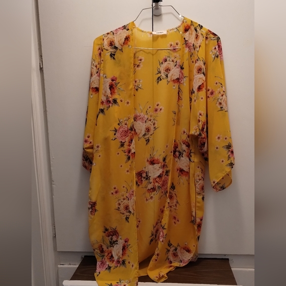 👜$3-Womens Flowy Open‎ Front Chiffon Kimono Cardigan Floral Half Sleeve Blouse - Picture 1 of 9